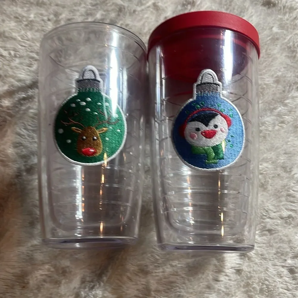 Festive Holiday tervis  Tumbler Set with Red Lid